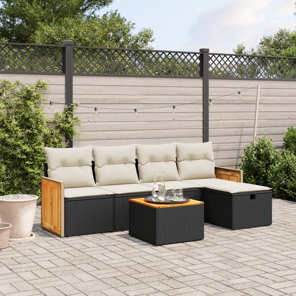 vidaXL Garden Sofa Set Black PE Rattan Medium Modular Garden Sofa Set