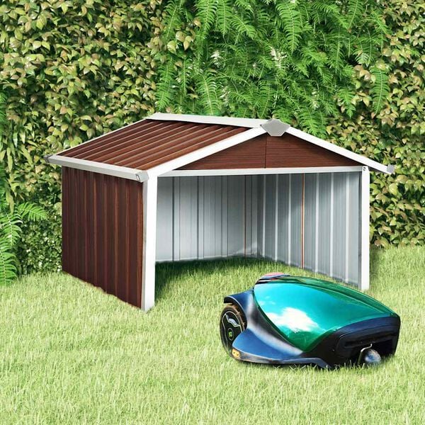 vidaXL Garden Shed Brown Galvanized Steel Medium Durable Garden Shed