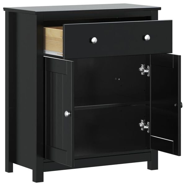 vidaXL Bathroom Cabinet Black Solid pine wood, engineered wood, metal