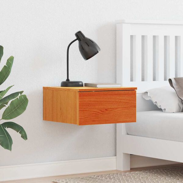 vidaXL Bedside Table Wax Brown 14.57 x 13.78 x 7.28 in Solid pine wood