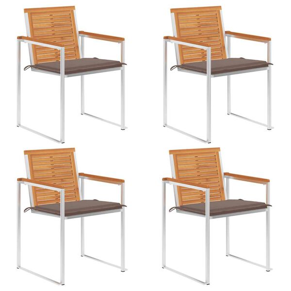vidaXL Patio Chairs 4 pcs with Cushions Solid Acacia Wood