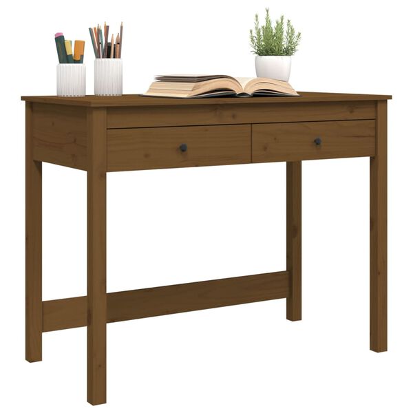 vidaXL Desk Honey brown Solid pine wood Medium Desk Rectangular