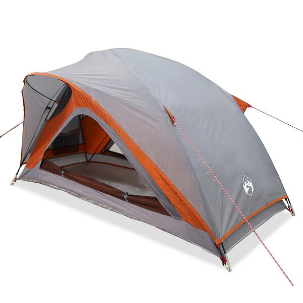 vidaXL Camping Tent 1-Person Grey and Orange Waterproof