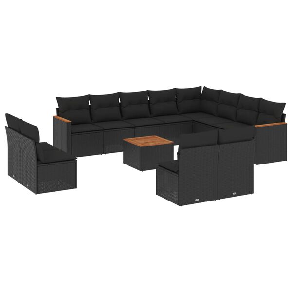 vidaXL Garden Sofa Set Black