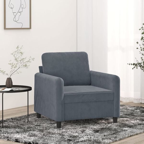 vidaXL Sofa Chair Dark Grey Velvet (100% polyester), Metal, Foam Single