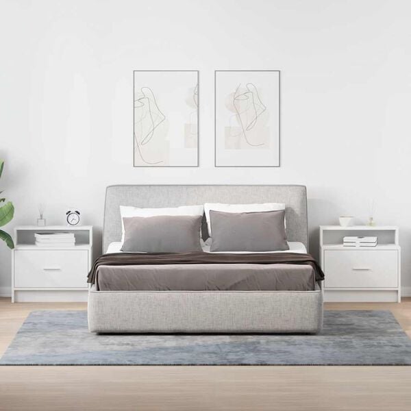 vidaXL Bedside Cabinet Set of 2 White Engineered wood