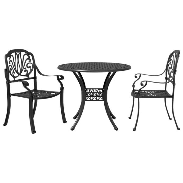 vidaXL Bistro Set Black Cast aluminum Medium Bistro Set Round