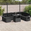 vidaXL Garden Sofa Set Black PE Rattan Large Adjustable Feet