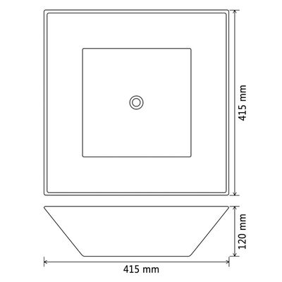 vidaXL Basin Square Ceramic White 16.3"x16.3"x4.7"