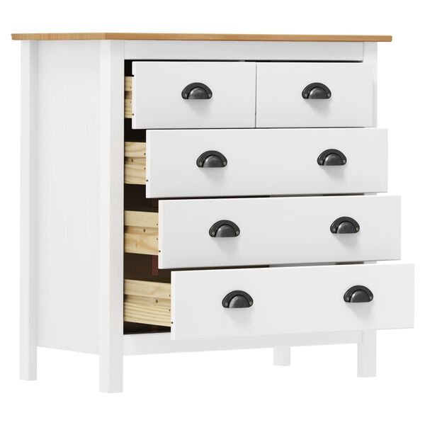vidaXL Sideboard White and honey brown Solid pine wood