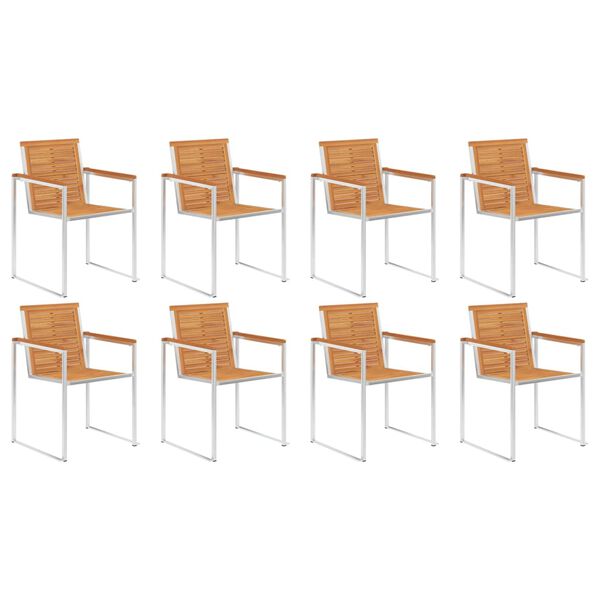 vidaXL Patio Chairs 8 pcs with Cushions Solid Acacia Wood