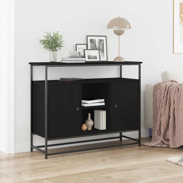 vidaXL Sideboard Black Oak 39.37 x 13.78 x 31.50 in Engineered Wood