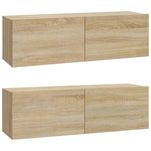 vidaXL Wall TV Cabinet Set of 2 Sonoma Oak Engineered Wood Medium