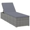 vidaXL Sun Lounger Gray PE rattan Standard Adjustable Armrests