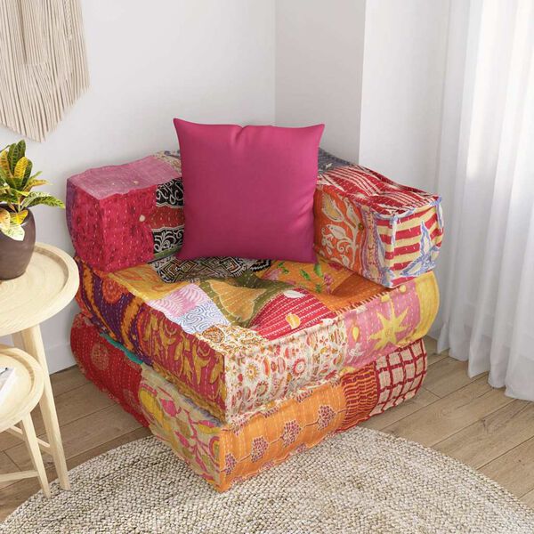 vidaXL Pouffe Multicolor Cotton with polyester and foam filling Compact