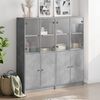 vidaXL Bookcase Concrete Grey Engineered Wood, Glass Medium Bookcase