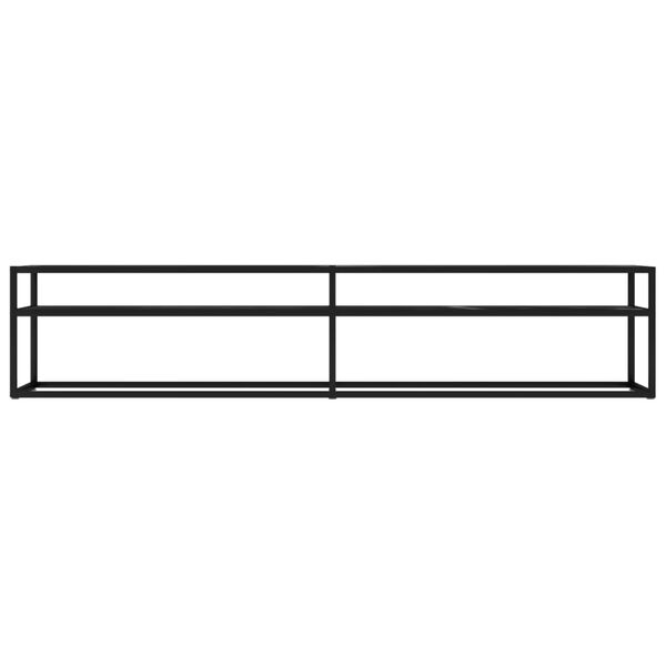 vidaXL TV Cabinet Black Marble Tempered Glass, Powder-Coated Steel