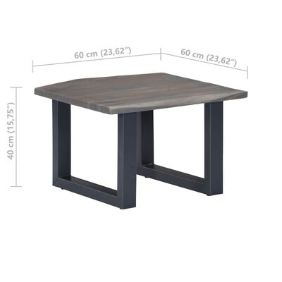 vidaXL Coffee Table with Live Edges Gray 23.6"x23.6"x15.7"