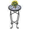 vidaXL Plant Stand Black and White Iron and Ceramic Medium Durable