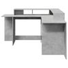 vidaXL Desk Concrete Gray Engineered Wood L-shaped, Corner size Desk