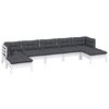 vidaXL Garden Lounge Set White, Anthracite Solid pinewood, 100% polyester