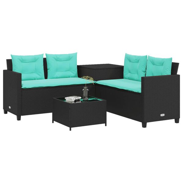 vidaXL Patio Sofa Black, Turquoise