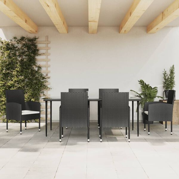 vidaXL Garden Dining Set Black, Cream White