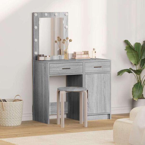 vidaXL Dressing Table 2 pcs Gray 50 x 41 x 135 cm Engineered wood