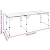 Foldable Camping Table Height Adjustable Aluminum 70.9"x23.6"