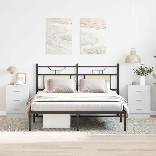 vidaXL Bedside Cabinet Set of 2 White Engineered wood Bedside Cabinet