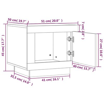 vidaXL Coffee Table White 20.1"x19.7"x17.7" Engineered Wood