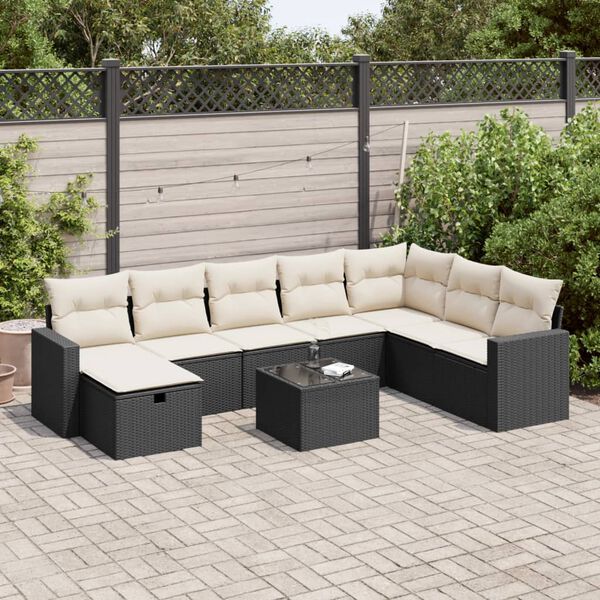 vidaXL Garden Sofa Set Black, Cream White