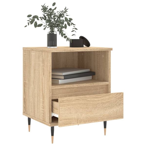vidaXL Bedside Cabinet Set of 2 Sonoma oak Engineered wood, metal Medium