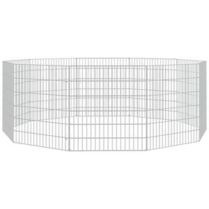 vidaXL Animal Enclosure Silver Galvanized Iron Large Expandable