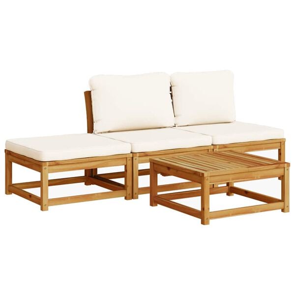 vidaXL Garden Lounge Set Cream white, Natural wood