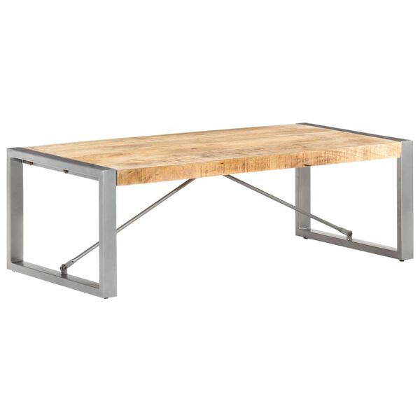vidaXL Coffee Table Brown and grey Rough mango wood, powder-coated steel