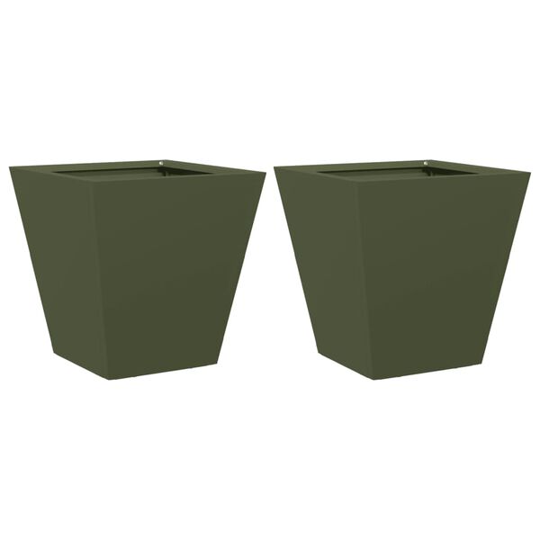 vidaXL Garden Planter Set of 2 Olive green Cold-rolled steel 11.8 in