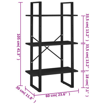 vidaXL Storage Shelf Black 23.6"x11.8"x41.3" Engineered Wood