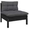 vidaXL Garden Lounge Set Black Solid Pine Wood, Polyester Fabric Standard