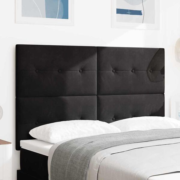 vidaXL Headboard with LED Strip Lights Adjustable Black 28.3" Velvet