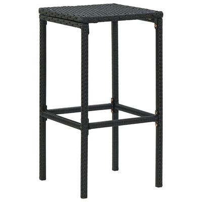 vidaXL Bar Stools with Cushions 2 pcs Black Poly Rattan