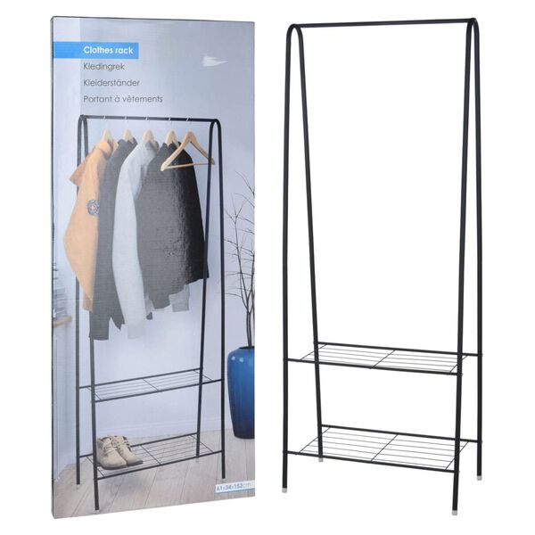 Storage Solutions Garment Rack Black Metal 24.0x13.4x59.8 in Storage