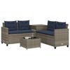 vidaXL Patio Sofa Gray PE Rattan Large UV-Resistant Materials