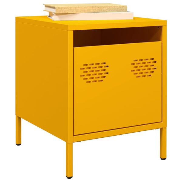vidaXL Bedside Cabinet Mustard Yellow Cold-rolled Steel Compact
