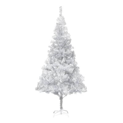 vidaXL Artificial Pre-lit Christmas Tree with Ball Set Silver 82.7" PET