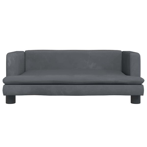 vidaXL Kids Sofa Dark Grey Velvet, Pine Wood, Foam Mini Rounded corners