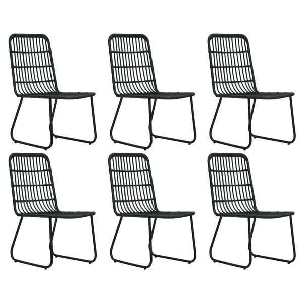 vidaXL Dining Set Black Poly rattan, powder-coated steel, glass