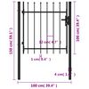 vidaXL Fence Gate Single Door with Spike Top Steel 39.4"x39.4" Black