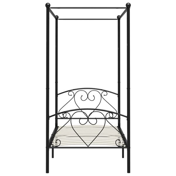 vidaXL Bed Frame Black Solid Metal Single Classic/Traditional