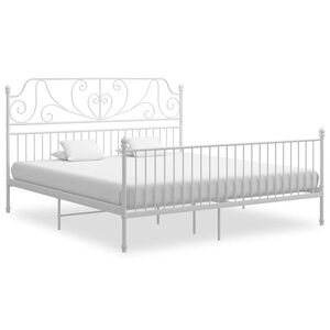 vidaXL Bed Frame White Powder-coated metal Super King Bed Frame